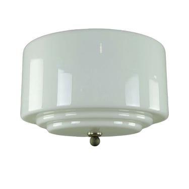 11 in. Mid Century White Glass Flush Mount Light