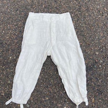 Antique Edwardian White Linen Athletic Bloomers Cropped Pants 24 waist by TimeBa
