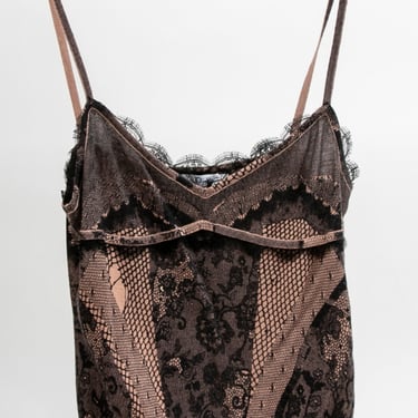 Christian Dior by Galliano Mesh Laced Trompe l’oeil Womens Slip Tank Top / Layering Camisole 