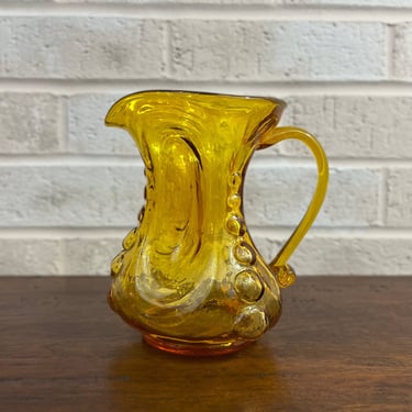 Mold-Blown Amber / Yellow Glass Pitcher and Vase - Vintage Artistry for Your Home! 