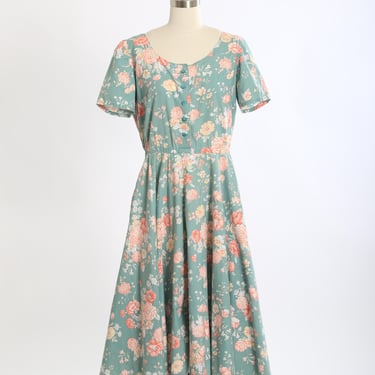 Vintage 80s does 50s floral cotton dress 