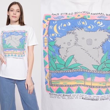 90s Koala Bear San Diego Zoo T Shirt - Unisex Medium | Vintage Endangered Species Graphic Animal Tee 