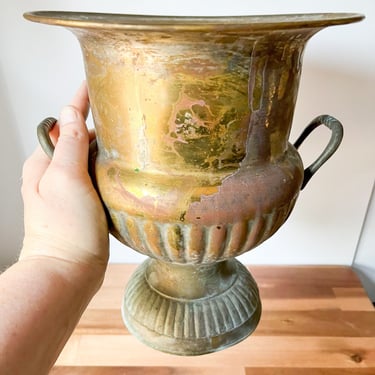 Weathered Silverplate Champagne Bucket. Silverplate Wine Chiller with Patina. 