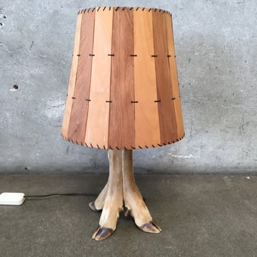 Deer Hoof Lamp With Wood Shade And Dimmer Switch