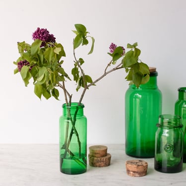 Collection of Five Green Glass Bottles