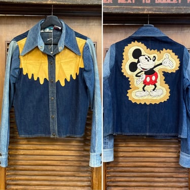 Vintage 1970’s “Antonio Guiseppe” Mickey Mouse Denim Shirt Jacket, 70’s Jean Jacket, Vintage Jacket, Vintage Leather, Vintage Clothing 