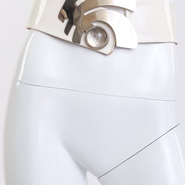 Space Age Sculptural Buckle Patent Belt