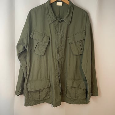 Vintage Olive Drab Army Fatigues Canvas Jacket Military XL 