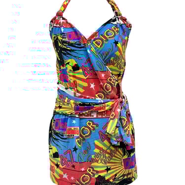 Dior Rasta Graphic Print Mini Halter Dress