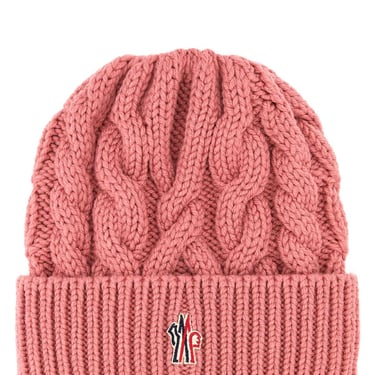 Moncler Grenoble Women Dark Pink Wool Beanie Hat