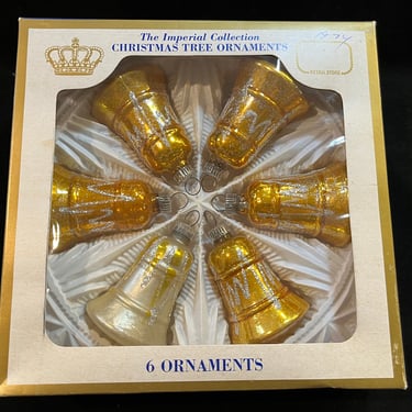 vintage bell ornaments 1970s gold and silver mercury glass bells 