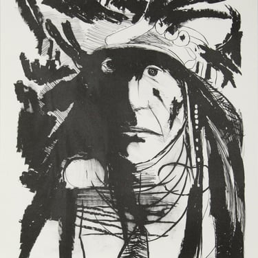 Leonard Baskin - Spies on his Enemies Crow Native American Lithograph 1972 