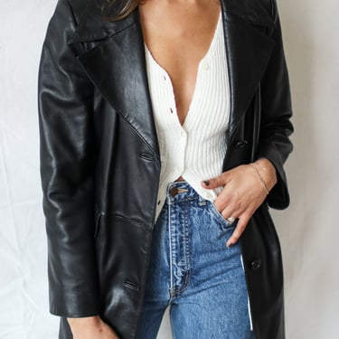 Black Leather Lapel Jacket