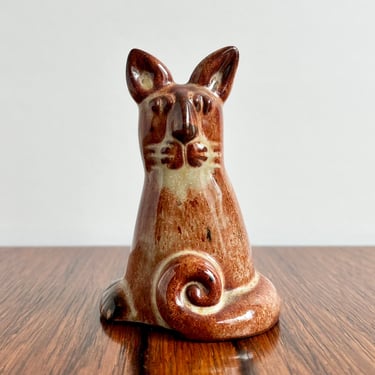 David Stewart Studio Pottery Sitting Cat Pottery Bell 