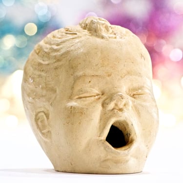 VINTAG: Heavy Ceramic Baby Head - Unique Head - Office Decor - Conversation Piece - Paper weight - SKU 22-D-00034930 