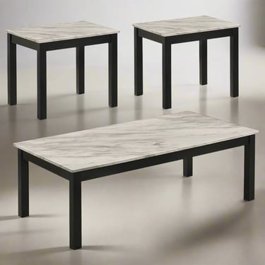 Bates Faux Marble 3-piece Occasional Table Set White and Black FFE258-71