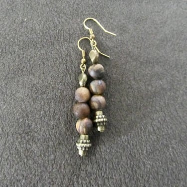 Tigers eye and bronze earrings 