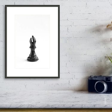 Black and White Chess Piece Print, Game Room Wall Art, Chess Wall Decor, Game Room Prints, Bishop Wall Art, Game Room Photo, Man Cave Print 