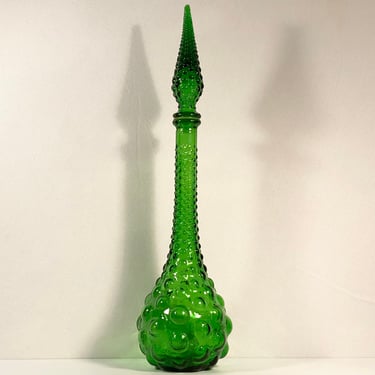 Empoli Green Glass Hobnail Decanter 