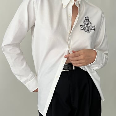 Vintage Ralph Lauren White Crest Button Down