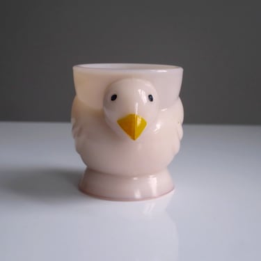 Pink Milk Glass Egg Cup, Opalex Pink Chick, Imperfect 