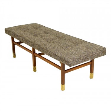 1960s Walnut Upholstered Bench
