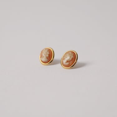 Vintage Peach Cameo Earrings