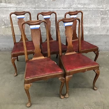 Mahogany & Leather Dining Chairs (5 Pc.) (Seattle)