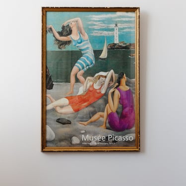 vintage french musée picasso poster &quot;les baigneuses&quot;
