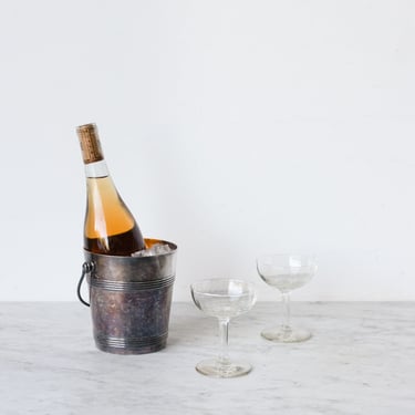 Christofle Ice Bucket with Pair of Champagne Coupes