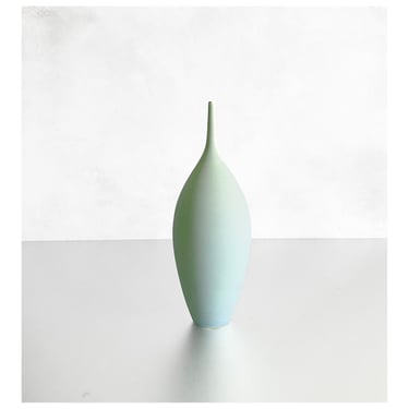 SHIPS NOW- Slim Teardrop Stoneware Bottle Vase Glazed in Ice Blue Matte by Sara Paloma Pottery 