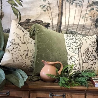 Botanical Embroidered Pillow, multiple styles