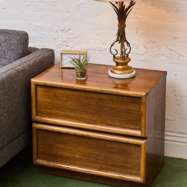 Two Drawer Mid-Century Modern Teak Nightstand
