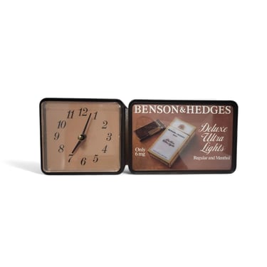 Vintage Benson & Hedges Cigarettes Lighted Wall Clock, Deluxe Ultra Lights, Collectible Tobacciana, Smoker Smoking Advertising Light 