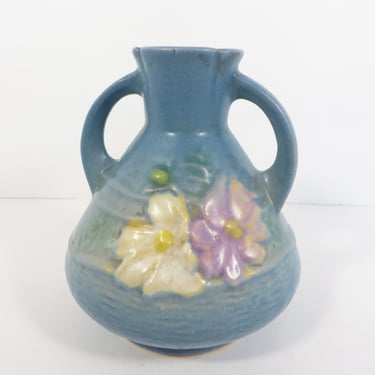 Vintage Roseville Blue Cosmos Vase #944-4 