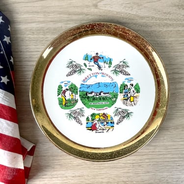 Bretton Woods New Hampshire state souvenir plate - vintage 1960s road trip souvenir 