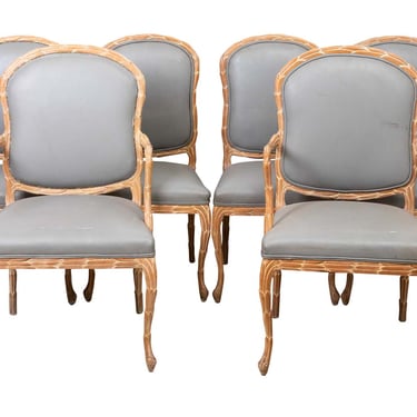 Set of Six Faux Bois Dining Chairs