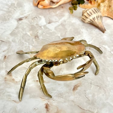 Brass Ashtray, Sculptural Crab, Brass Crab, Trinket Dish, Dresser Dish, Ash Tray, Coastal Decor, Sea Life, Vintage Decor 