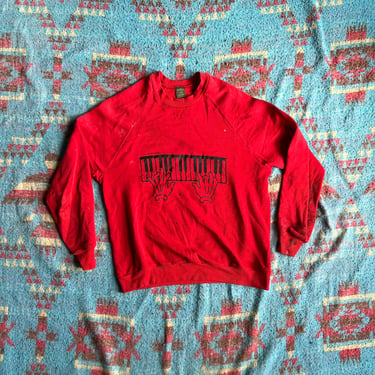 Vintage Thrashed 80s Musical Fingers Raglan Sweatshirt 