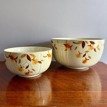 Choose Vintage Hall's Superior, Autumn Leaf, Ceramic Stackable Mixing Bowls, Large or Small - Jewel Tea, 1930's - 1970's, Thanksgiving Bowls 