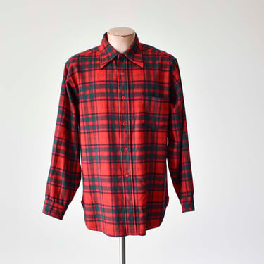 Vintage Pendleton Plaid Shirt / Vintage 60s Pendleton Shirt / Menswear Shirt / Vintage Pendleton / Red Plaid Wool Pendleton / Menswear XL 
