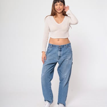 90s BEN DAVIS Pants Workwear Wide Leg Boyfriend Faded Black