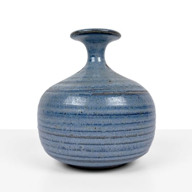 Vintage Blue Ceramic Stoneware Vase 