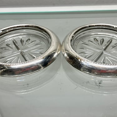 Sterling Silver Rimmed Glass Coasters 