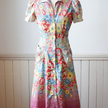 Vintage 1930s/1940s Cotton Day Dress | xsmall 
