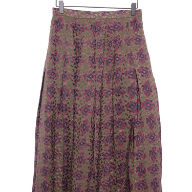 Pleated Silk Maxi Skirt