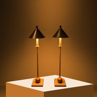 Set of Two ( 2 ) Post Modern Memphis Style Table Lamps by George Kovacs for Sonneman, USA, c. 1990s 