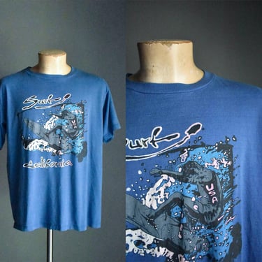 Vintage California Surf Tshirt / Vintage 80s 90s Surf Tee / Vintage California Slacker Culture Surf Tshirt / Vintage Beach Tee 