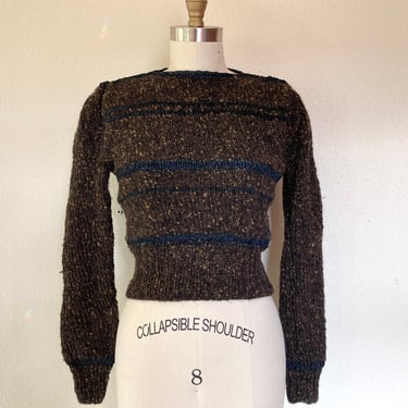 1980s  Handknit brown wool sweater 