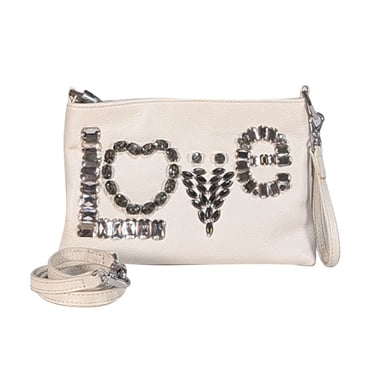 Jonathan Adler - Ivory Leather Rhinestone "Love" Bag